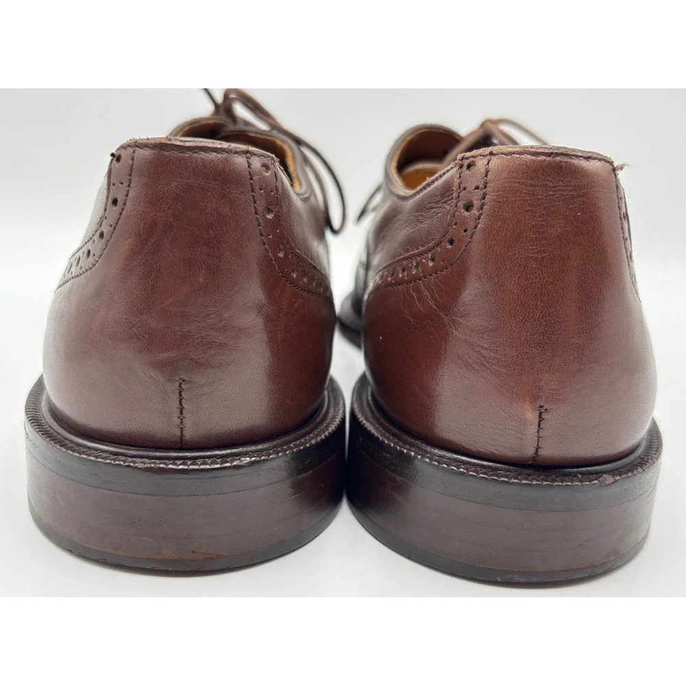 Alfani Men's Brown Cap Toe Oxford Dress Shoes Made in Italy Leather Lace Up